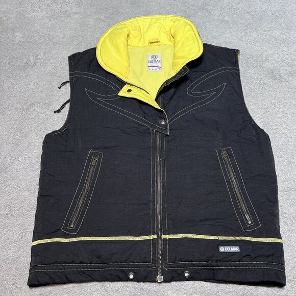 Vintage Colmar Vest Adult Large 8 US Black Yellow Ski Southwestern Dream Catcher - Picture 1 of 11